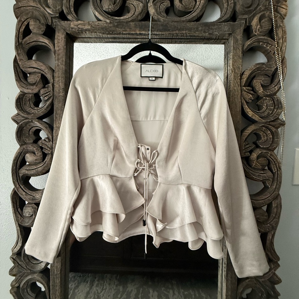 Alexis Cream Tie-Front Ruffle Jacket
